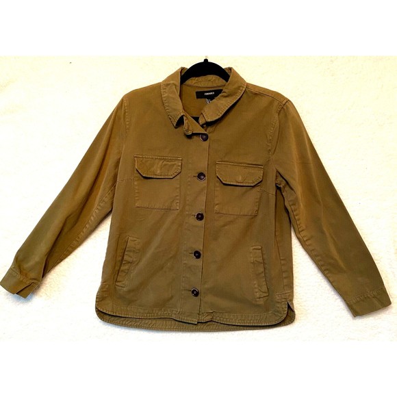 Forever 21 Army Olive Green‎ Shacket Jacket Long Sleeve Size S Womens - Picture 1 of 11